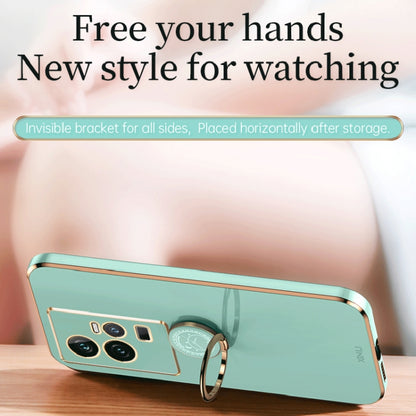 Mint blue TPU phone case with gold ring holder and electroplate border