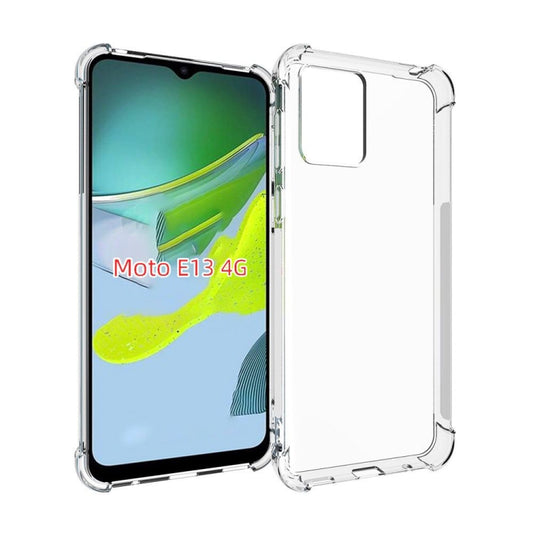 Shockproof TPU phone case for Moto E13 4G, clear, reinforced corners