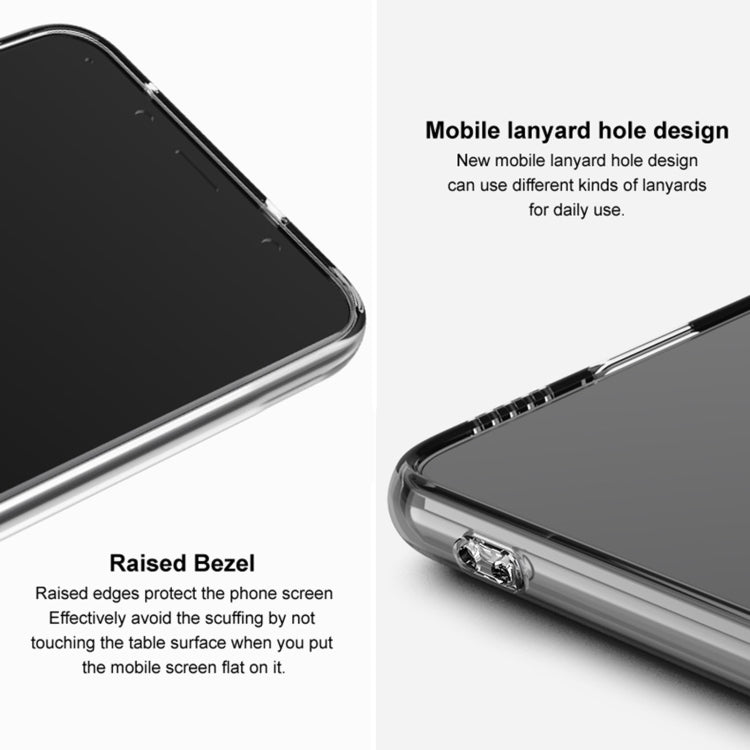 Clear TPU phone case with raised bezel to protect the screen edge