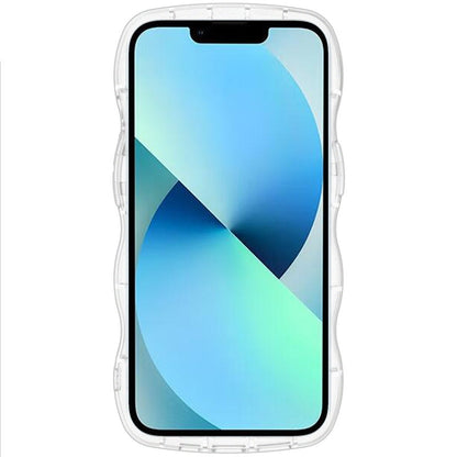 Transparent shockproof TPU phone case with front-edge lip and camera cutout