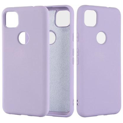 Purple silicone phone case with full coverage and cutouts for camera and ports