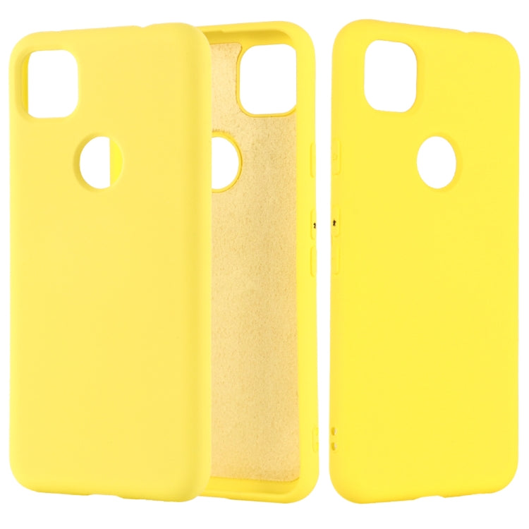 Yellow silicone phone case with full coverage and cutouts for camera and ports