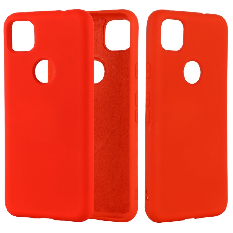 Red silicone phone case with full coverage and cutouts for camera and ports