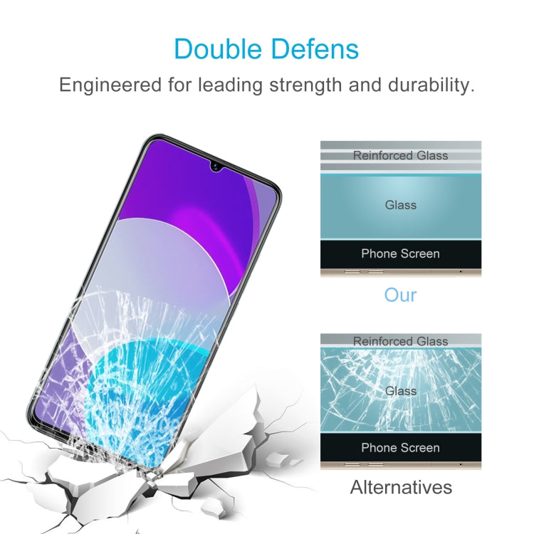 Tempered glass screen protector with reinforced glass layers and impact break pattern