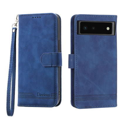 Blue flip phone case with wrist strap and camera cutout