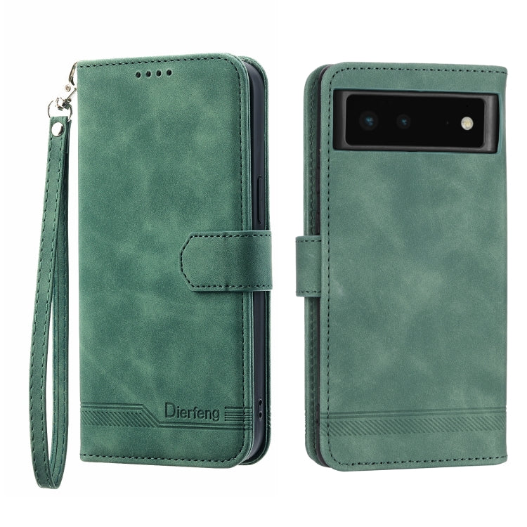 Green flip phone case with wrist strap and front camera opening