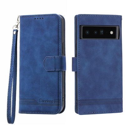 Blue TPU and PU leather phone case with flip cover, wrist strap, and camera window