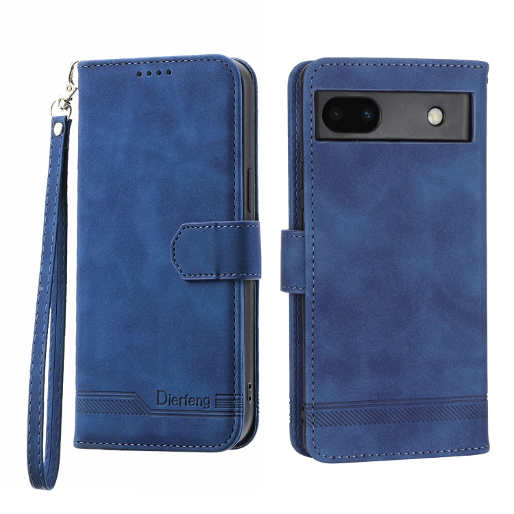 Blue TPU + PU leather phone case with wrist strap, magnetic flap, and camera cutout