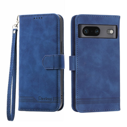 Blue TPU + PU leather phone case with wrist strap, magnetic flap, and camera cutout