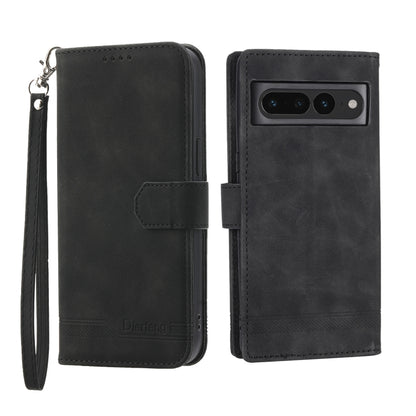 Black wallet-style phone case with magnetic flap, camera cutout, and wrist strap