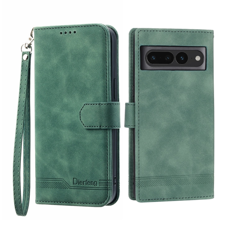 Green wallet-style phone case with magnetic flap, camera cutout, and wrist strap
