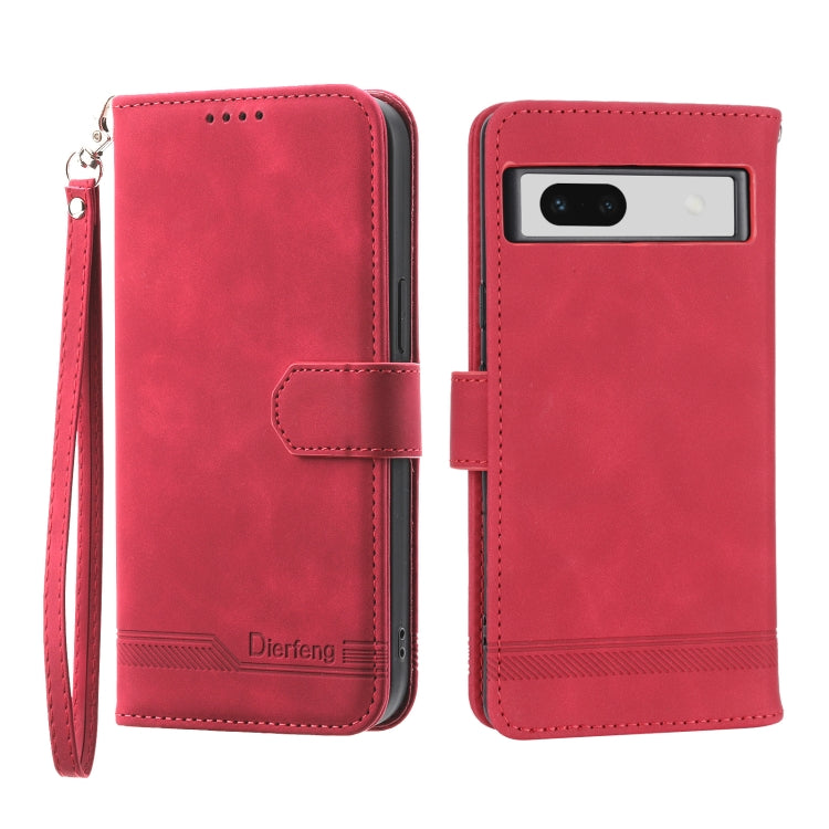 Red wallet-style phone case with magnetic flap, camera cutout, and wrist strap