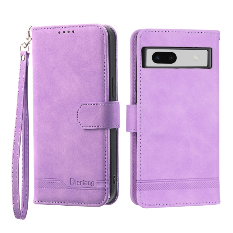 Purple flip phone case with wrist strap, front closure, and camera cutout