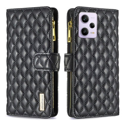 Diamond Lattice Zipper Wallet Leather Flip Phone Case, For vivo Y02 4G, For Xiaomi Redmi 12C, For Xiaomi Redmi K60 / K60 Pro, For Xiaomi Redmi Note 12 Pro+ Global, For Xiaomi Redmi Note 12 Pro 5G Global, For Xiaomi Redmi Note 12 Global