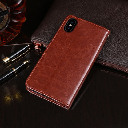 Crazy Horse leather horizontal flip phone case with card holder, brown