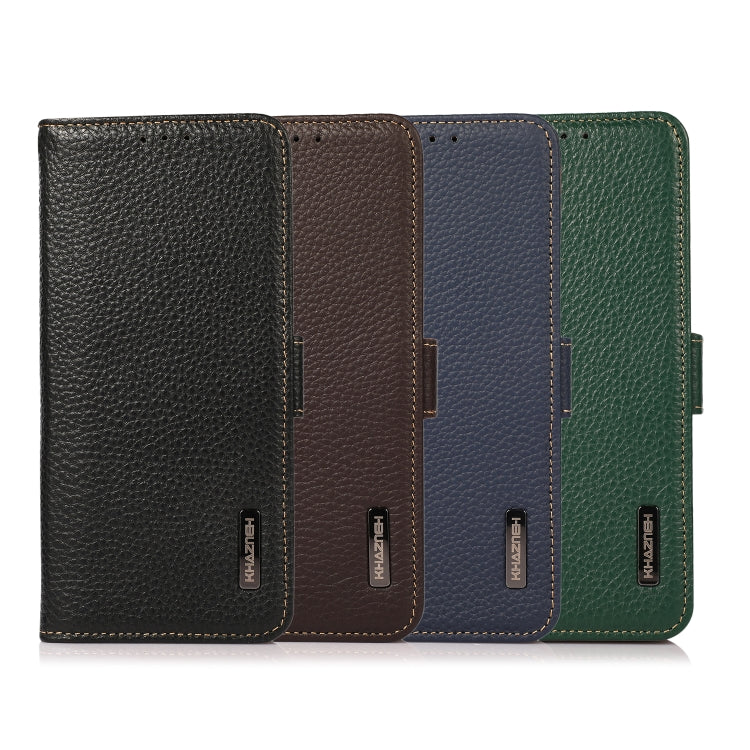 Set of genuine leather phone cases with side magnetic closure in black, brown, blue, green
