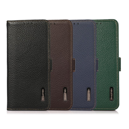Set of genuine leather phone cases with side magnetic closure in black, brown, blue, green
