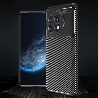 Carbon fiber TPU phone case with camera cutouts, dark finish, for OnePlus Ace 2 5G/11R