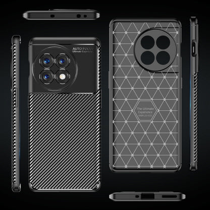 Carbon fiber-texture TPU phone case with cutouts, shown with front and back views