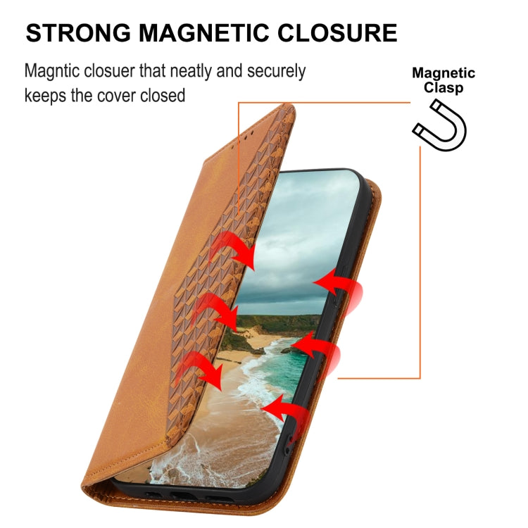 Brown leather phone case with magnetic closure keeping cover shut