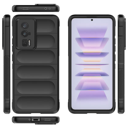 Magic Shield TPU + flannel phone case in black, front and back view