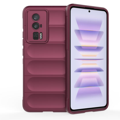 Wine red TPU flannel phone case with camera cutouts and raised edge for screen protection