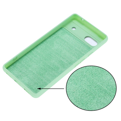 Shockproof liquid silicone phone case for Google Pixel 7a, mint green inner texture