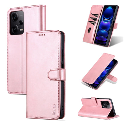 Rose gold leather flip phone case with camera cutout and kickstand support