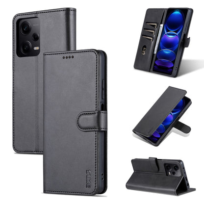 Black leather flip phone case with stitched edges and side button openings