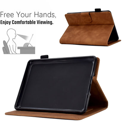 Brown leather tablet case with fold stand viewing angle for hands-free use