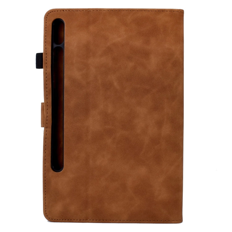 Brown leather folio tablet case with vertical cutout along the left edge