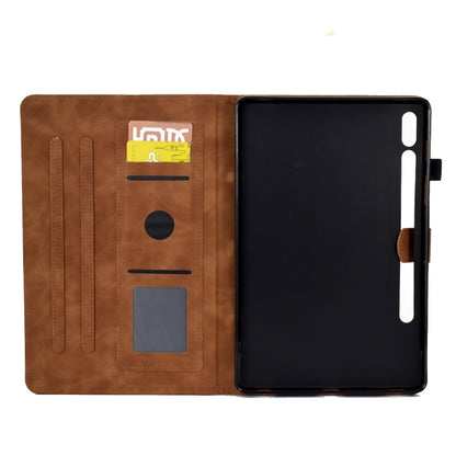 Brown leather tablet case open with card slots and back cover protection