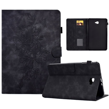 Dark embossed floral smart tablet folio case open with card slots, tablet holder flap, stand