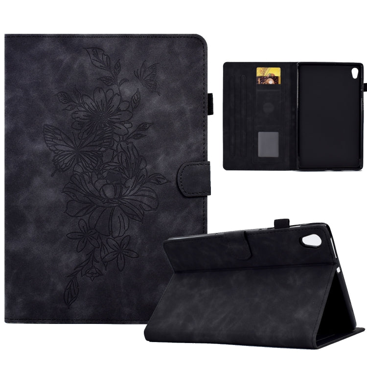 Dark embossed floral smart tablet folio case with inside card slots and front stand cover
