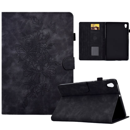 Dark embossed floral smart tablet folio case with inside card slots and front stand cover