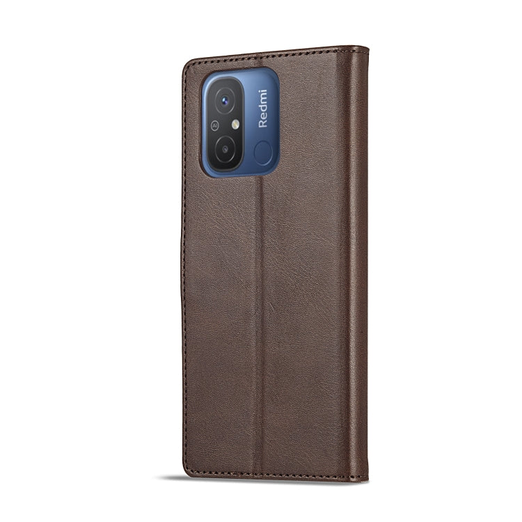 Brown textured flip leather phone case with camera cutout and top speaker holes