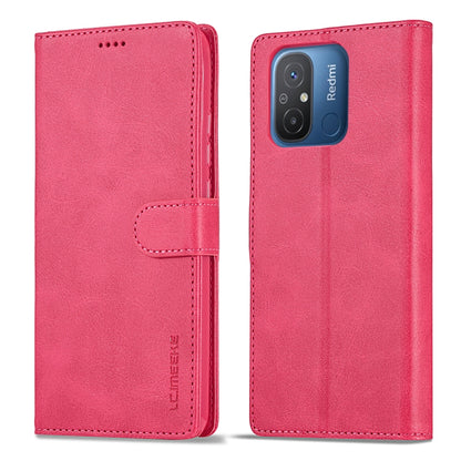 Red flip leather wallet phone case with side strap and camera cutout