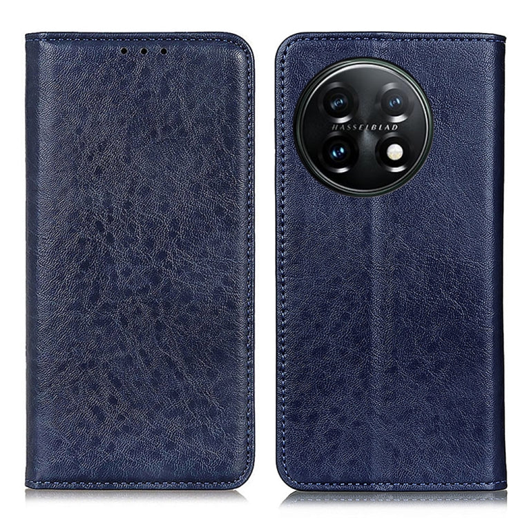 Blue leather-texture folio phone case with top cutouts and rear camera opening