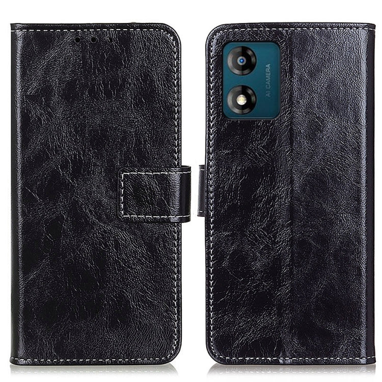 Black leather flip phone case with textured finish, card holder, dual camera cutouts