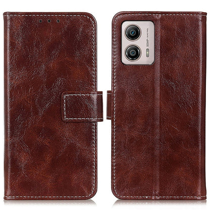 Brown crazy-horse leather phone case front and back with magnetic folio flap