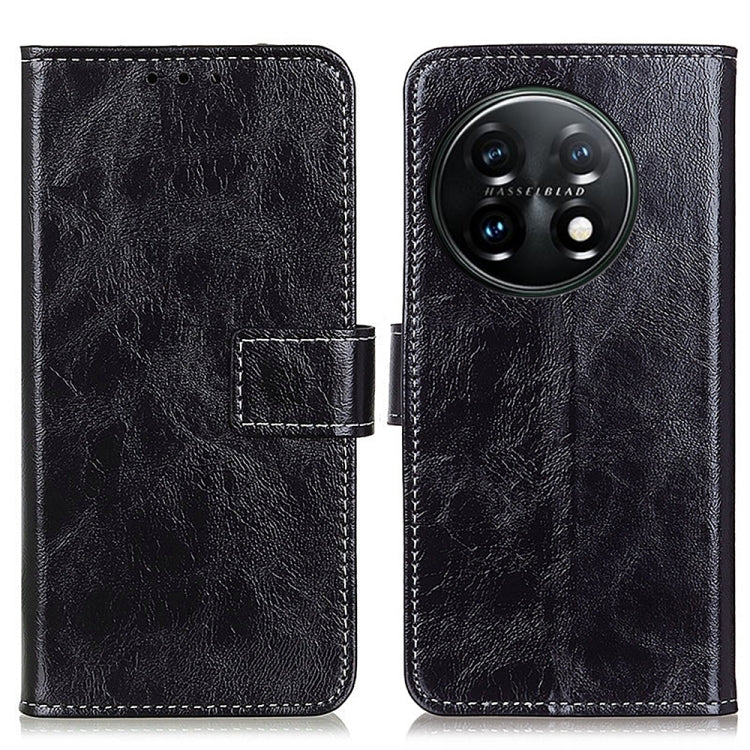 Black leather phone case with folio flap and magnetic clasp, textured finish