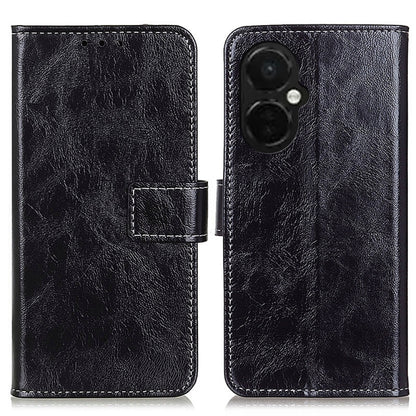 Black textured folio leather phone case with magnetic clasp and camera cutout