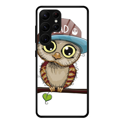 Painted glass phone case with cute owl illustration