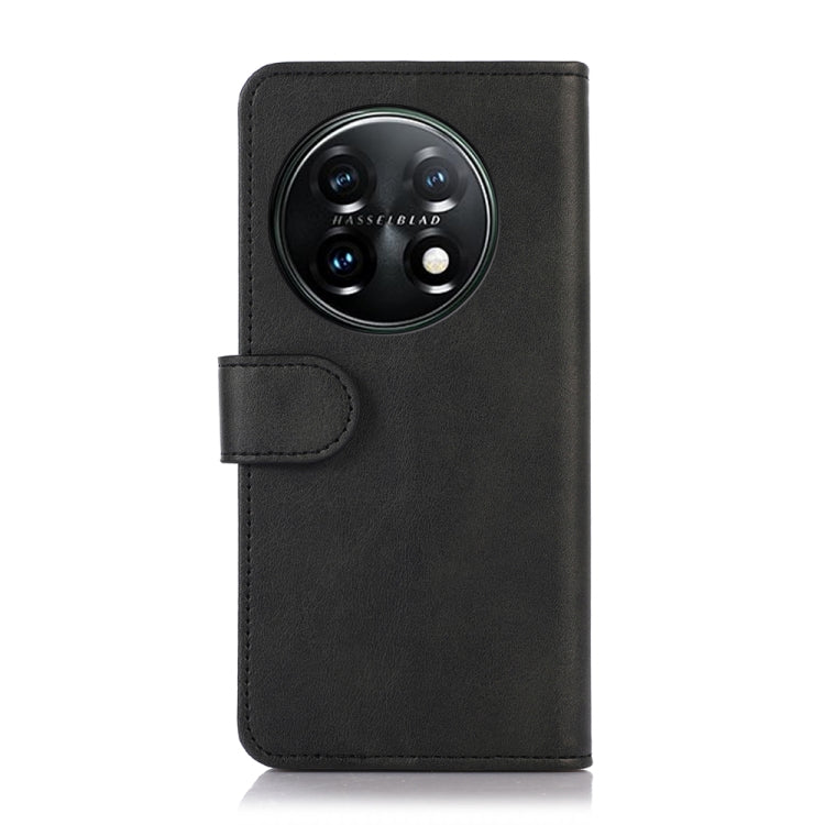 Black flip leather phone case with camera cutout and centered button opening