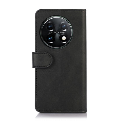 Black flip leather phone case with camera cutout and centered button opening