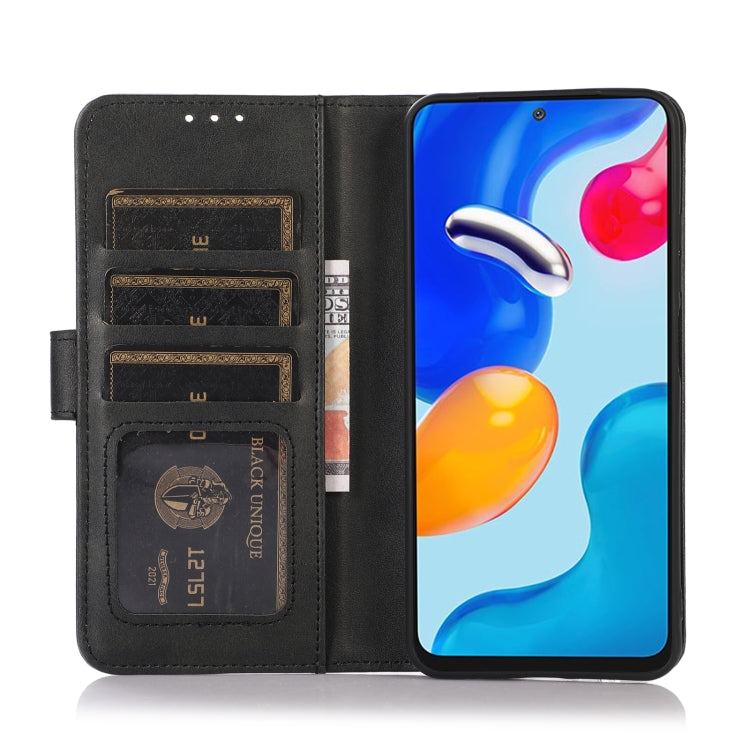 Black flip leather phone case open with card slots and phone screen cover