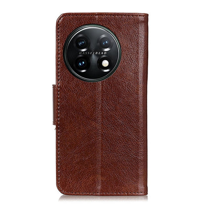 Brown nappa texture leather phone case with camera cutout