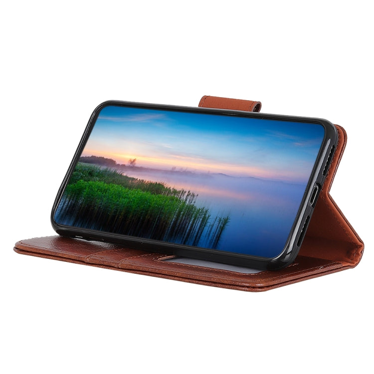 Brown flip leather phone case with viewing stand for phone