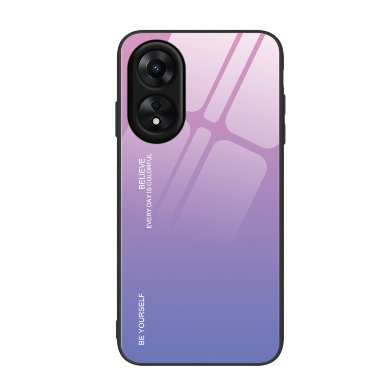 Glass phone case with purple gradient and geometric stripe pattern