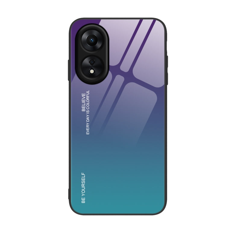 Glass phone case with blue-to-teal gradient and geometric stripe pattern